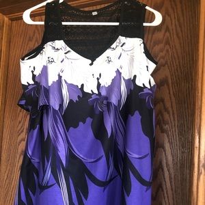 Black, white, purple blouse